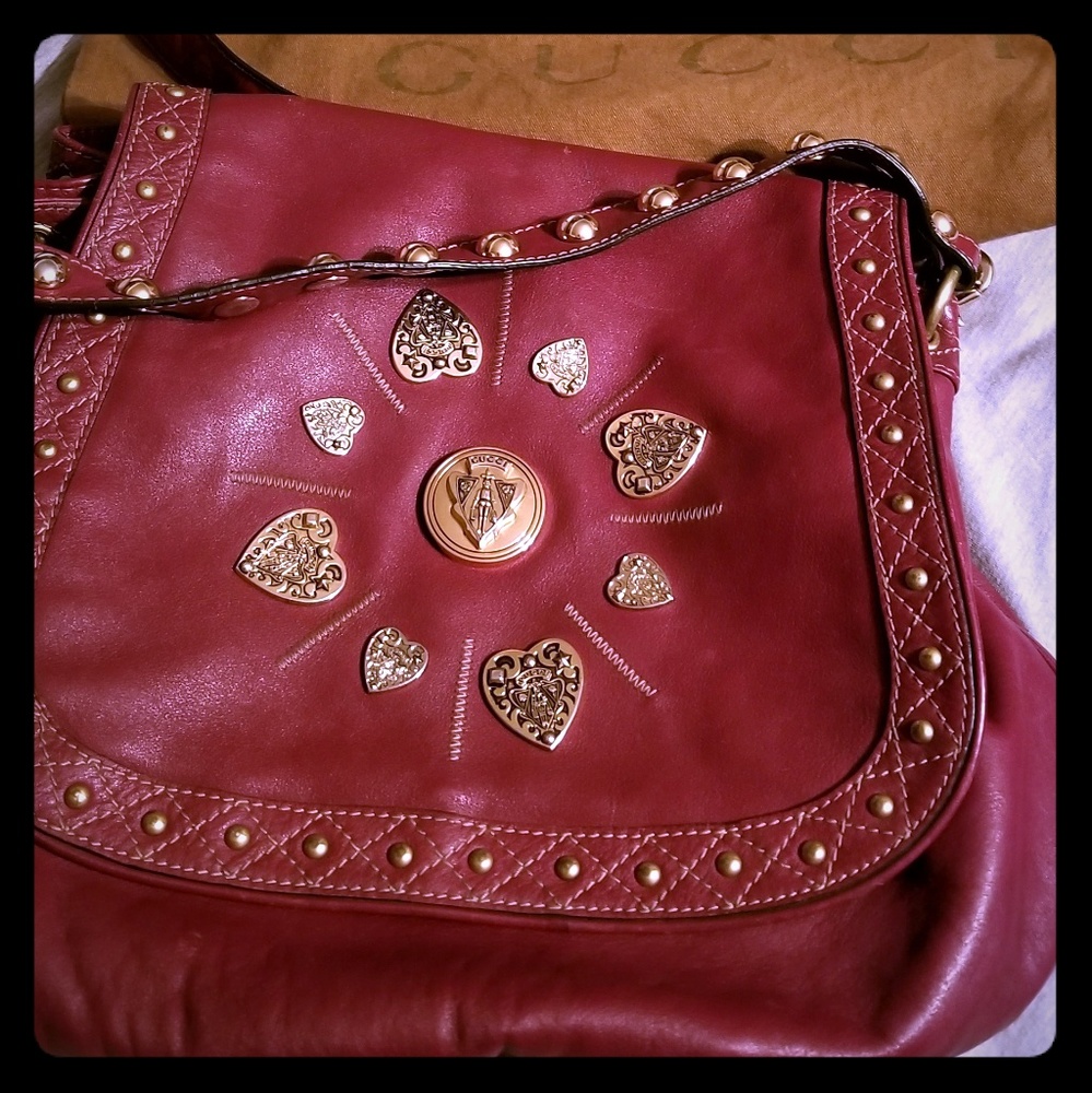 Gucci burgundy leather Satchel purse